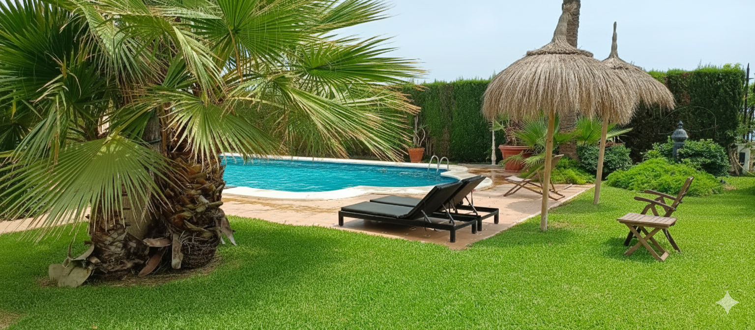 Jardín profesional con piscina en Alicante